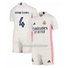 Real Madrid Sergio Ramos 4 Voetbaltenues Kind Thuis 2020/21 - SS (+ Korte broeken)